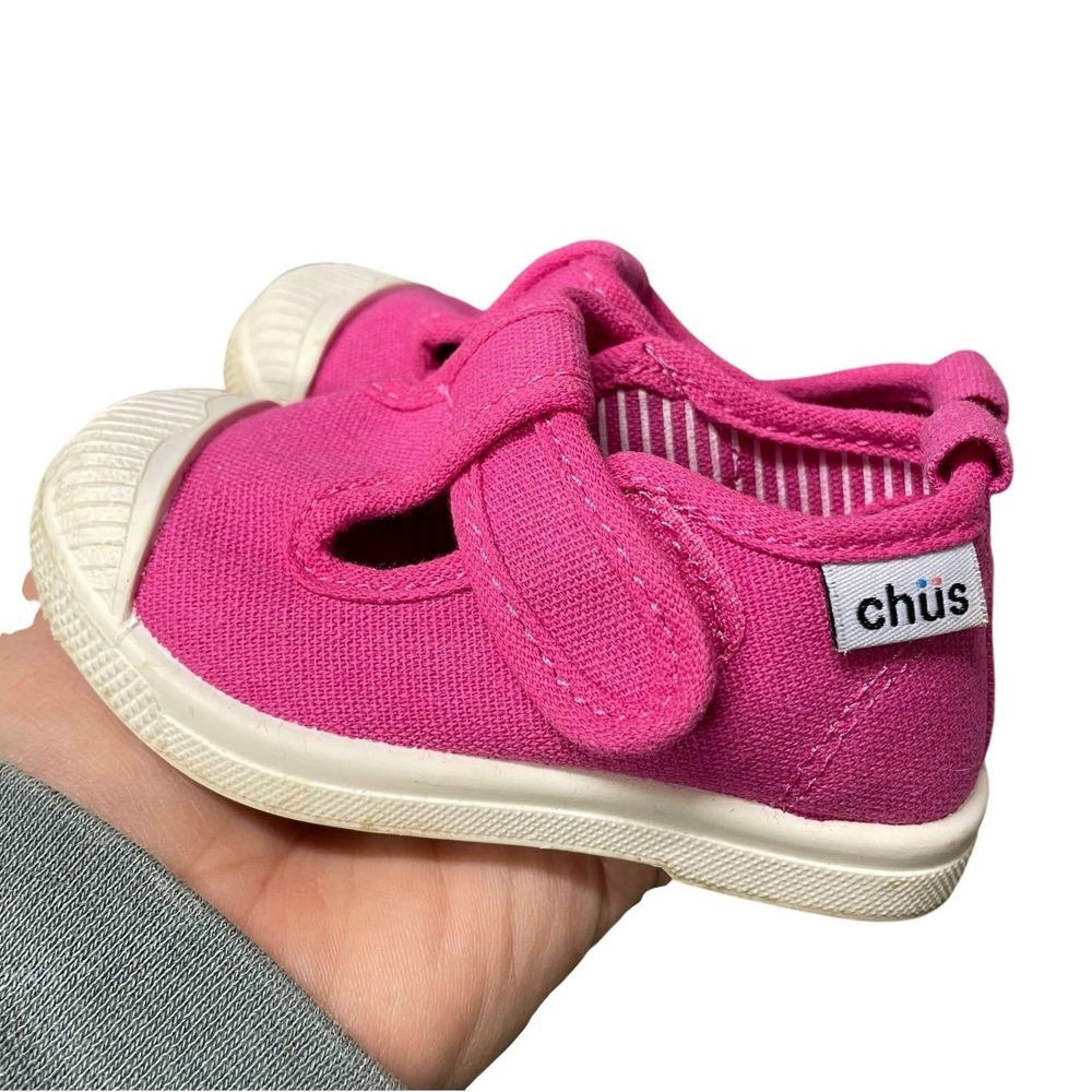 $32 Like New Chus Chris Canvas T-Strap Sneakers‎ Pink EU 21/US 3 Organic Cotton